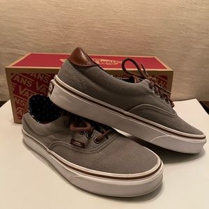 Gray VANS with leather detail